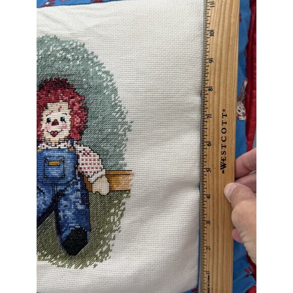 Handmade Raggedy Ann & Andy Tapestry & Quilted Pillow Set 16x16 - Picture 5 of 12
